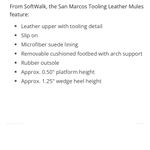 Softwalk Like New  Tooled Leather San Marcos Mules Brown Size 7.5 Wide Width Photo 8