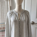 Faherty  Naomi Grey Striped Long Sleeves Button Down Linen Blend Shirt Size Small Photo 0