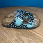 Birkenstock  Arizona Birko-Flor Croc Embossed Slides Sandals Jade Gleam Women 7 Photo 1