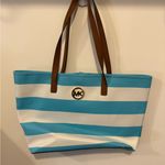 Michael Kors blue and white striped Tote Photo 0
