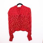 Free People Roma Micro Floral Flower Print Pattern Chiffon Smocked Blouse Shirt  Photo 3