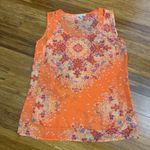 CAbi  Women's Medium Orange Floral Print Sleeveless‎ Tank Top Blouse Lightweight Photo 0