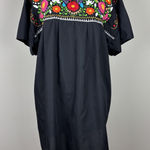 Liliana Cruz Hand Embroidered Blouse Top Womens 2X Black Floral Mexican Short Sl Photo 0