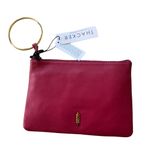 NWT THACKER GIA POUCH & CARD CASE Ring Wristlet Clutch RED LEATHER Pink Photo 3
