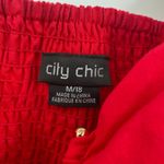 City Chic  Sweet Paradise Mini Dress Linen Off Shoulder Cherry Red Plus Womens 18 Photo 6