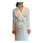 Vintage Ivory Wrap Gown w/ Rosette Detail ILGWU USA and hat wedding Dress XS Photo 13