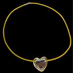 Solid 14K two tone genuine gold floating heart necklace Photo 1