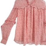 Jonathan Simkhai Silk Ruffle Polka Dot‎ Blouse Small Pink Red Dressy Valentine Photo 5
