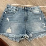 Elan  Frayed Hem Blue Jean Shorts Photo 0