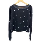 Wildfox Couture Star Print Monte Crop Crew Sweatshirt Black Raw Hem Large Casual Photo 1
