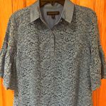 Banana Republic Blue Lace Scalloped Hem Bell Flutter Sleeves Polo Dress Size XS Photo 5