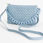 Vince Camuto Adyna Large Crossbody Purse Woven Leather Cerulean Blue B91 Photo 0