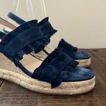 Jack Rogers  Wedge Espadrille‎ Navy Blue Ruffle Double Strap Size 8.5 Photo 2