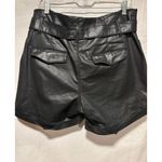 White House | Black Market WHBM Black Faux Leather Paper Bag Belted Short Photo 4