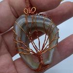 White Agate Druzy Tree Of Life Copper Wired Pendant Photo 0