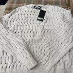 DKNY  Cream Crewneck Sweater Textured Knit Photo 0