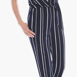 Chico's Collection Women's Jumpsuit Sz 16 Large Sleeveless Striped Navy White # Blue Photo 0