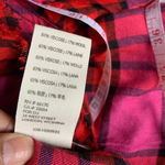 Free People  Pacific Dawn Red Pink Plaid Shirred Shirt Top. Size Medium. Photo 14