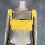 California Waves Yellow Smocked Ruffle Bikini Top NWT SMALL Photo 2
