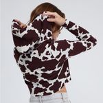 LA Hearts Brown White Cow Print Western Y2K Kelly Mini Double Zip Hoodie size S Photo 2