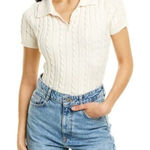 525 America  Ivory Cable Knit Polo Sweater Shirt Size X-Large NWT Photo 0