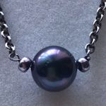 12mm Genuine Tahitian pearl/SS Necklace Photo 4