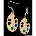 Art Palette Earrings Artist Teacher Festival Watercolors Acrylics Painti… Photo 5