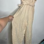 Love Riche cream raw hem jumpsuit open back tie waist women’s size medium trendy Photo 5