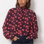 Sanctuary Women's Grunge Girl Floral Smocked Neck Puff Sleeve Blouse Black XS Photo 1