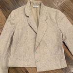 None Vintage Woman’s Beige Linen Skirt Suit Set Size 3/4 Photo 2
