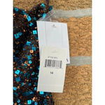 Scala  brown / blue sequence dress sz 14 Photo 6