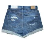 American Eagle New  Stretch Mom Short High Waisted Distressed Cuffed Denim Photo 1
