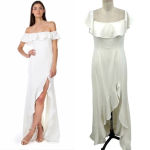 Jay‎ Godfrey Balon White Ruffle Shoulder Long Crepe Gown Size 6 Photo 1