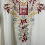 Solitaire NWT  Woman's Sz S Embroidered Cream Long Sleeve V Neck Tunic‎ Blouse Photo 3