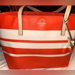 Kate Spade  Orange and White Striped Tote Bag EUC Photo 0
