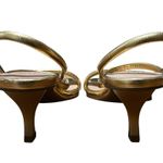 Seychelles  Sz 7 Banks Gold Open Toe Kitten Heel Leather Sandal in Metallic Gold Photo 2