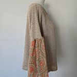 Rods Prim & Proper Beige Paisley Contrast Chiffon Sleeve Sweater Size Small Tan Photo 4