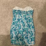 Blue and White Floral Strapless Dress Size M Photo 1