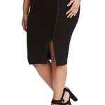 Torrid NWT ~ Black Lace Up Front Slit Stretch Pencil Skirt ~ Womens Plus Size 4X Photo 2