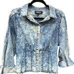Thrill Jeans Acid Wash Denim Jacket Blue Snap Front Large Retro 80s Style EUC Photo 9