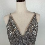 Dress the Population Tatum metallic sequin body con mini party dress women’s L Photo 5