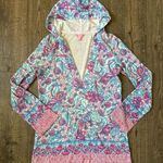 Lilly Pulitzer Higgs Terrycloth Swim Hoodie Cover Up Pinchers Picnic Print Photo 2