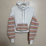 FATE Women's Sweatshirt Hoodie Knitted Details Sleeves‎ Pouch Pocket White Small Photo 1