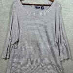 Adrienne Vittadini Adrienne Vittadini 100% Linen Womens Shirt Striped Blue Size 1X Photo 0