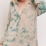 POL  Tie Dyed Tan Green Romper Loungewear Sz Large Photo 0