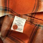 Womens Rust Orange‎ Plaid Top Size S Time & Tru Ruffle Sleeve Checkered Cottage Orange Photo 7
