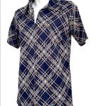 Vintage 1970s Plaid Wing Tip Collar Plaid Short Sleeve Women’s Shirt Small Blue Photo 2