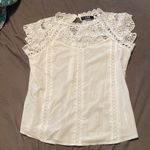 CBR White Crochet Lace Trim Splicing Casual Blouse Photo 1