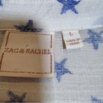 Zac and Rachel  White Blue Star Print Button Down Shirt Womens L Lightweight Fabric Photo 9