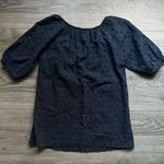 Michael Stars  Navy Puff Sleeve Eyelet 100% Cotton Peasant Top Size 0 XS Floral Photo 1